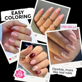 UNA GELLA numbered tips fanned to display 12 sizes for accurate size matching