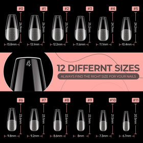 UNA GELLA size comparison layout showing range 0 to 11 for precise fitting