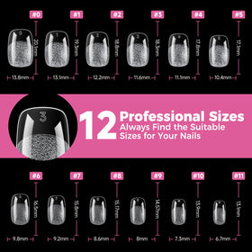 UNA GELLA size comparison on hand showing true-to-scale fitting benefit for each nail