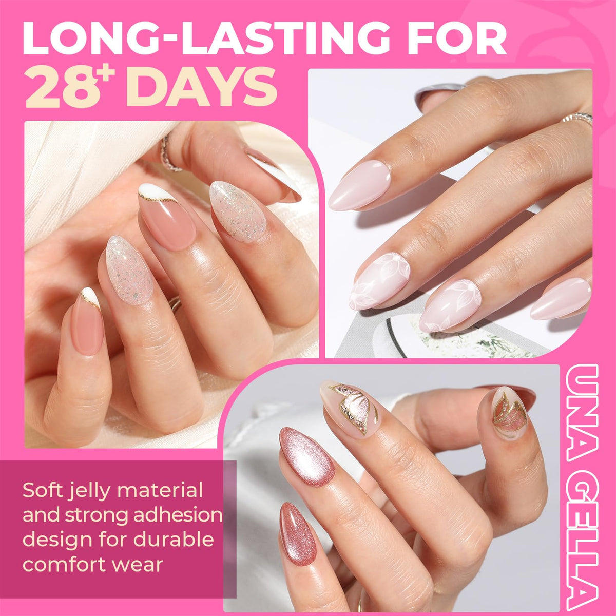 UNA GELLA visible size labels on tips for quick selection and fit