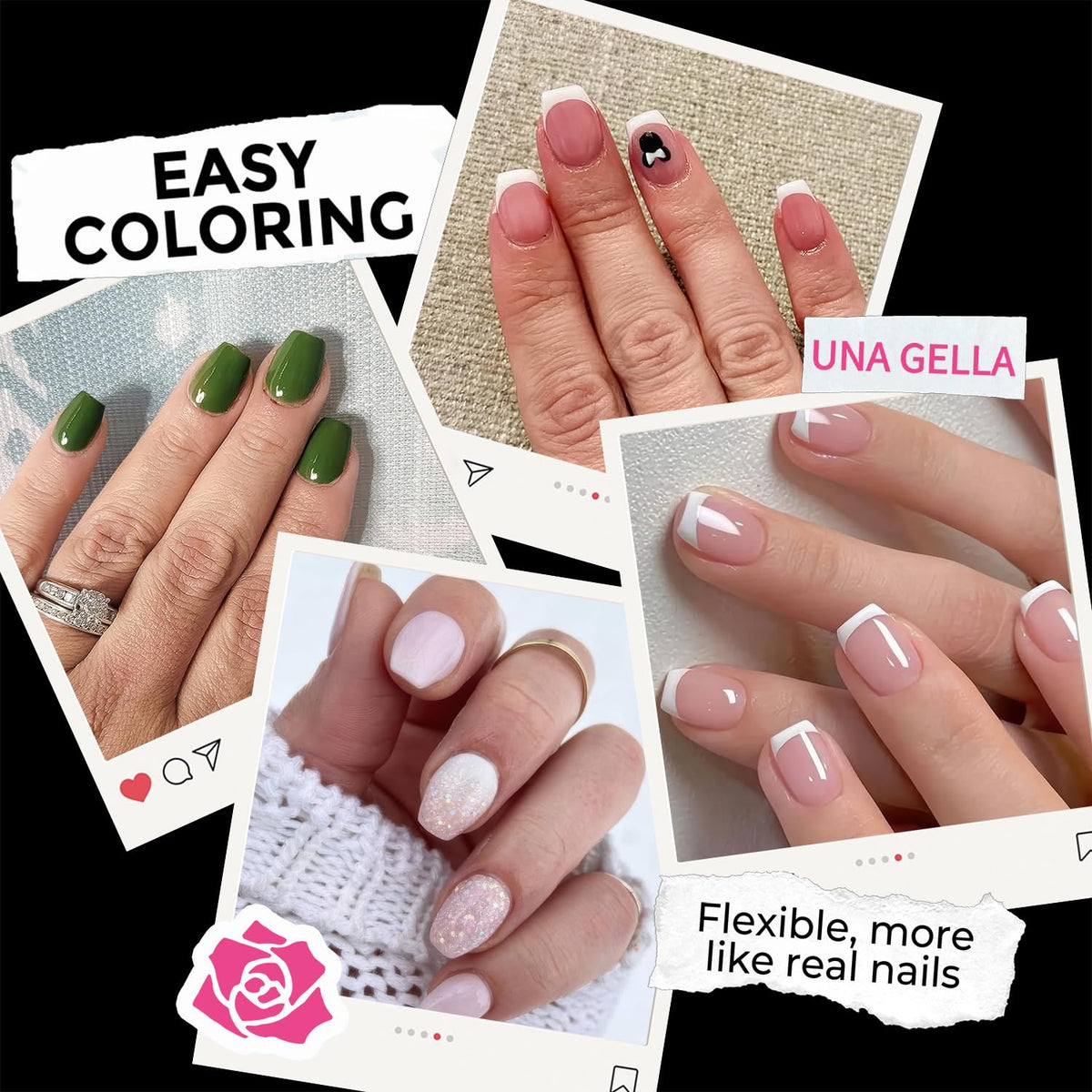 UNA GELLA top view of tips numbered sizes for quick selection