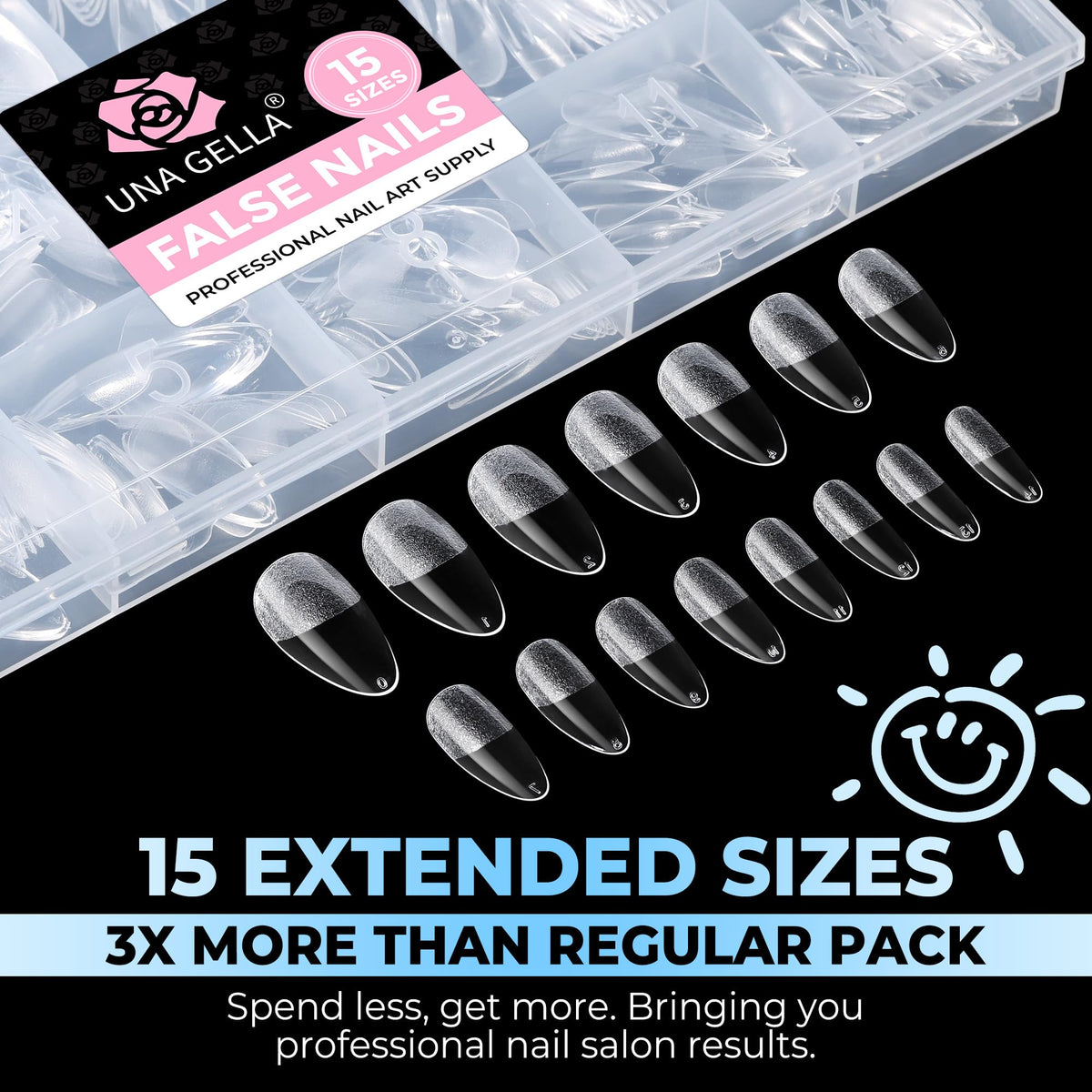 UNA GELLA organized layout of 15 sizes for precise fit and quick pick