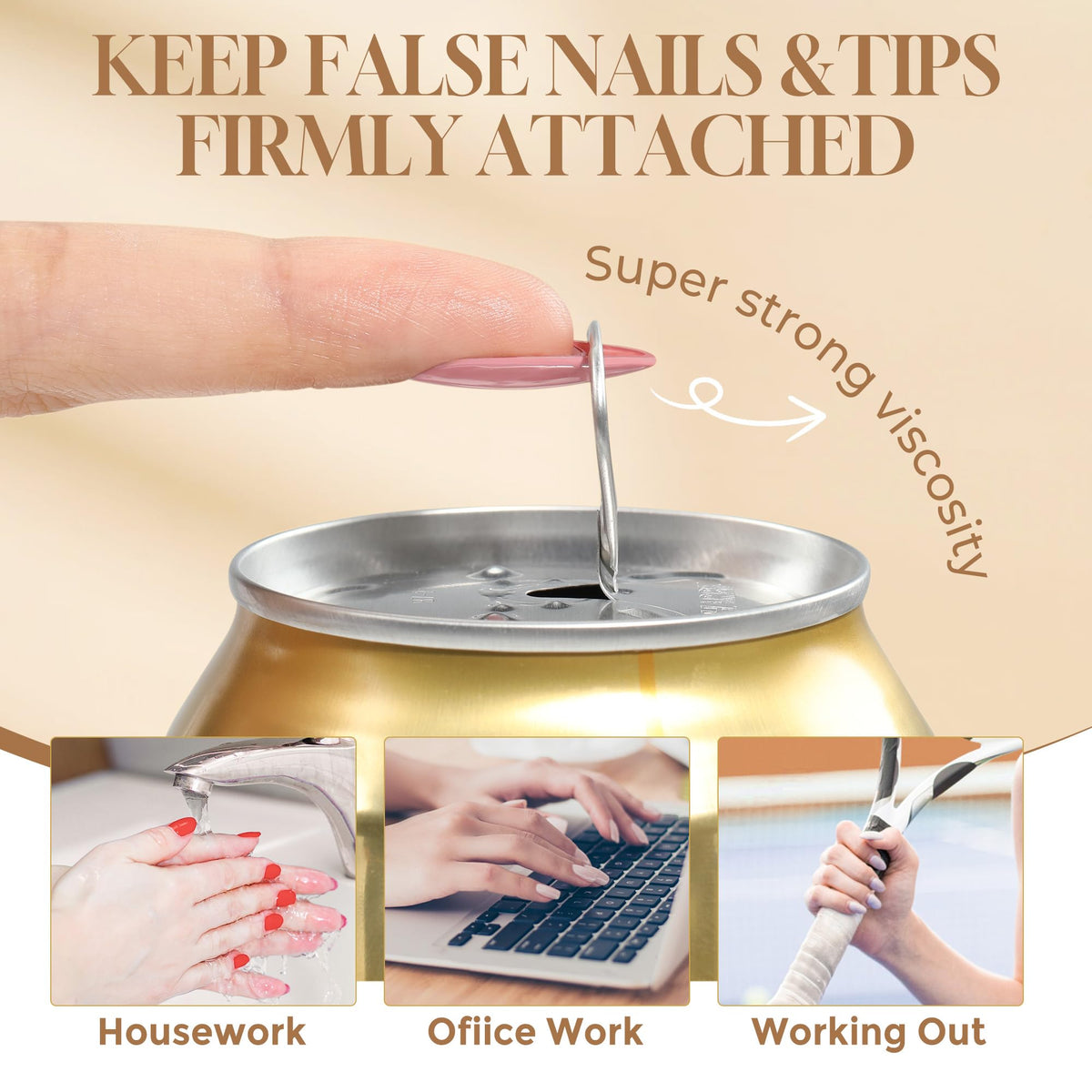 UNA GELLA size comparison bottle next to fingers indicating compact 10ml portability