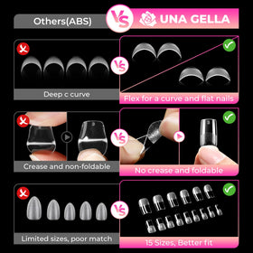 UNA GELLA laid-out 15 sizes for precise fit across nail beds benefit