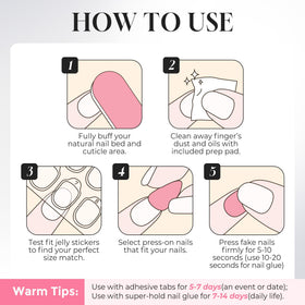 UNA GELLA layout of 16 sizes organized to help pick perfect-size nails