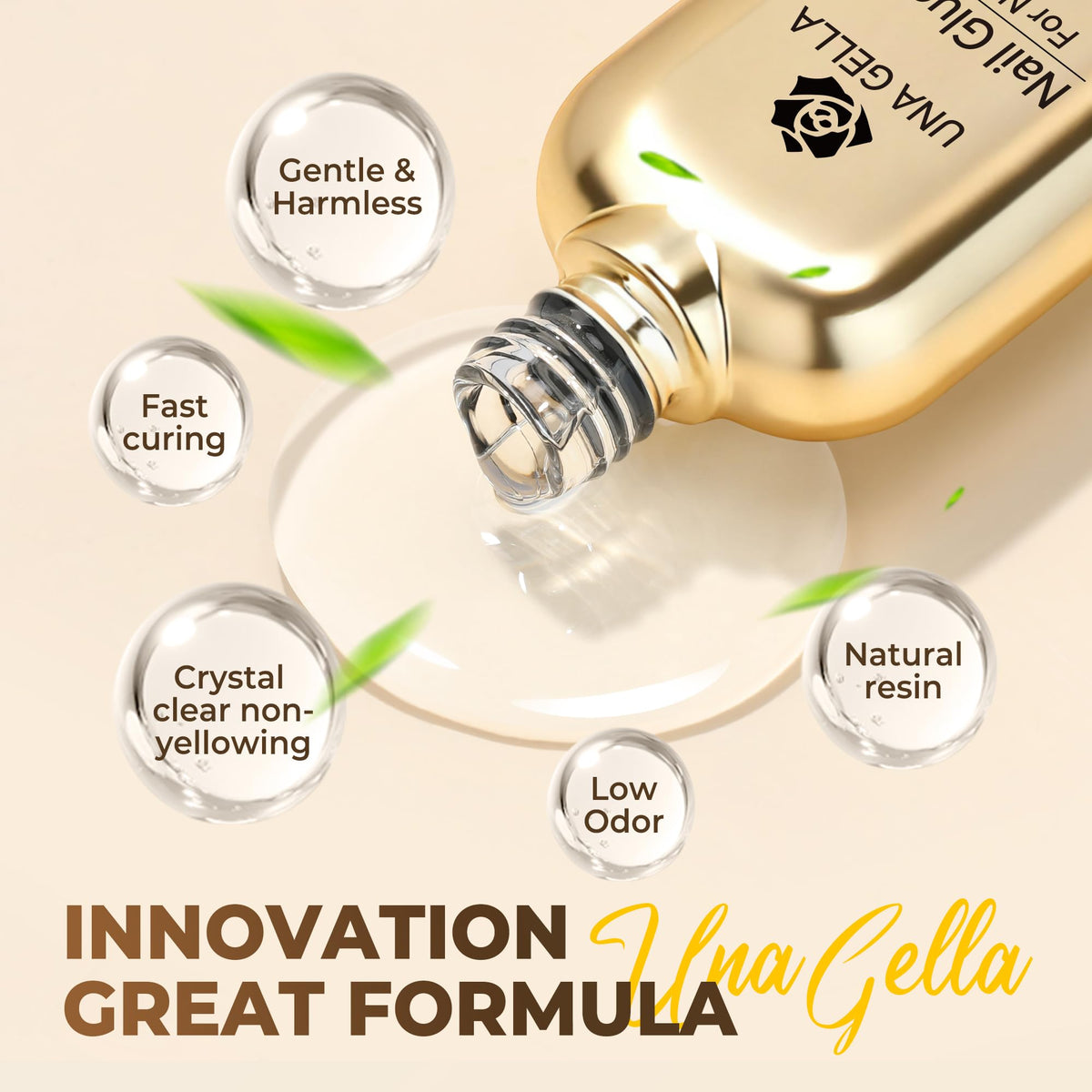 UNA GELLA soak-off demo with cotton wrap showing easy removal and gentle care