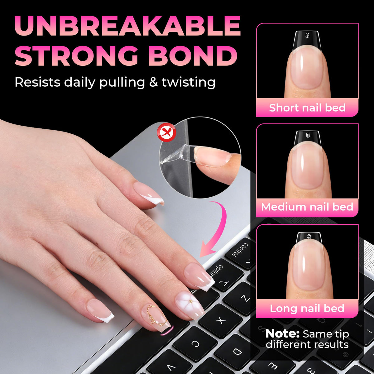 UNA GELLA tips soaked off safely showing easy removal and preserved natural nails