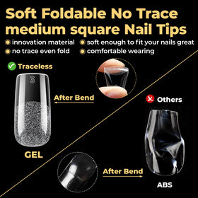 UNA GELLA soft gel tip bending to demonstrate flexibility and no-crease comfort