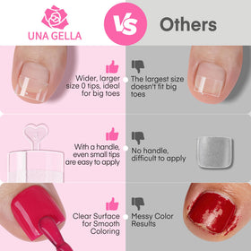 UNA GELLA square edge profile view giving clean, groomed pedicure appearance