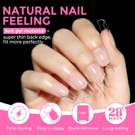 UNA GELLA stacked clear tips showing consistent shape and finish