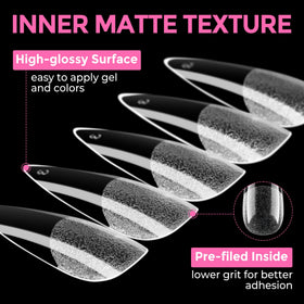 UNA GELLA finished stiletto manicure lifestyle image showcasing salon look