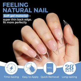 UNA GELLA arrangement of stiletto tips highlighting almond-to-point silhouette