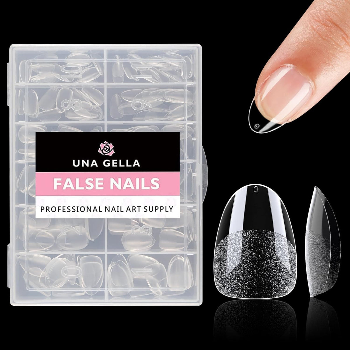 UNA GELLA compact storage box open with neatly organized numbered tips for salon or home use