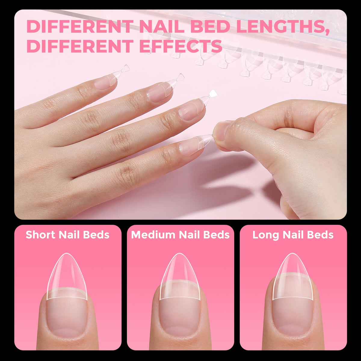 UNA GELLA decorated almond tips with rhinestones, ideal for custom looks