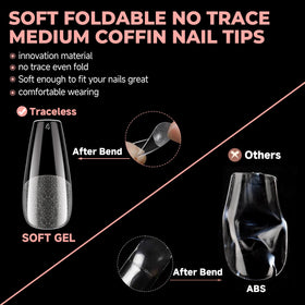 UNA GELLA finished coffin manicure lifestyle shot showcasing professional look