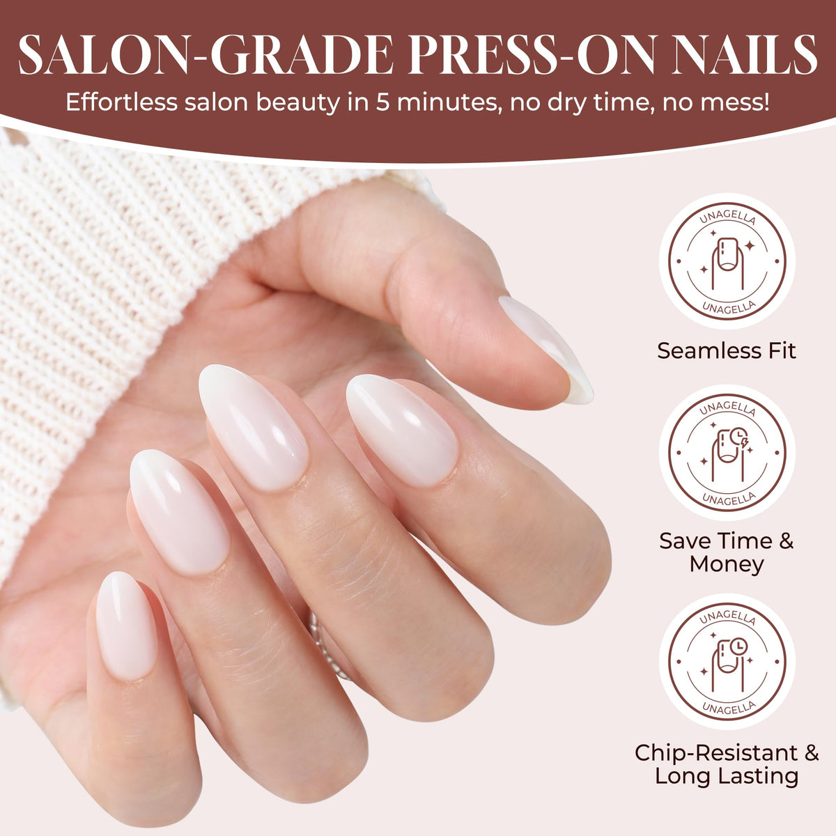 UNA GELLA side profile of nail thickness and soft gel flexibility for comfortable wear