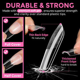 UNA GELLA single tip applied on natural nail illustrating seamless cover