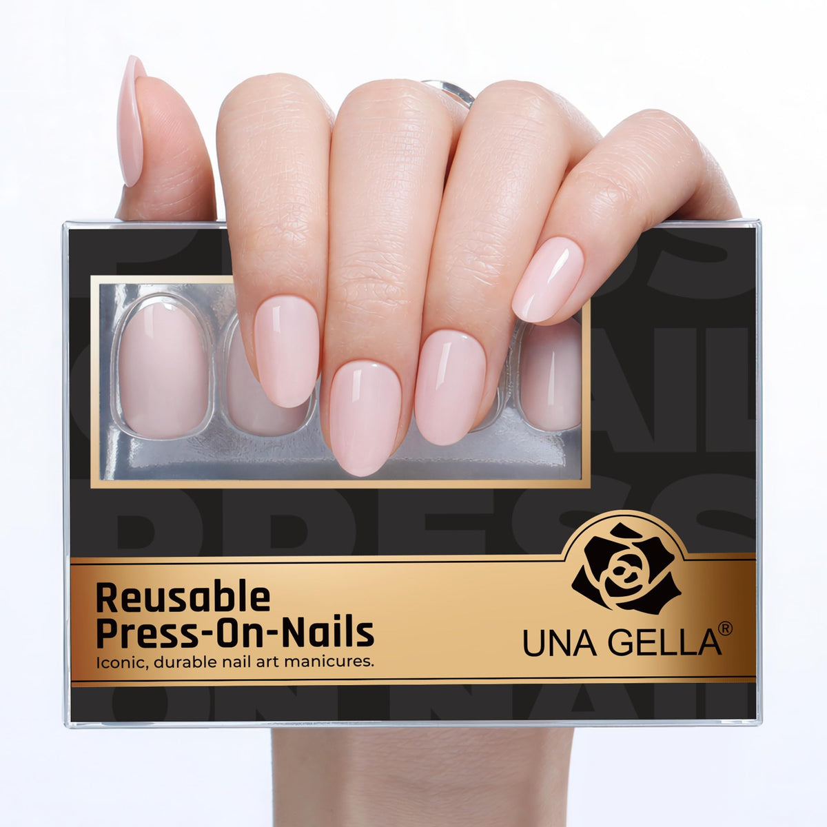 UNA GELLA close-up of strengthened tip highlighting durable, chip-resistant edge