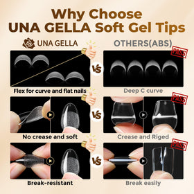UNA GELLA tips applied on hands demonstrating salon-look and comfort