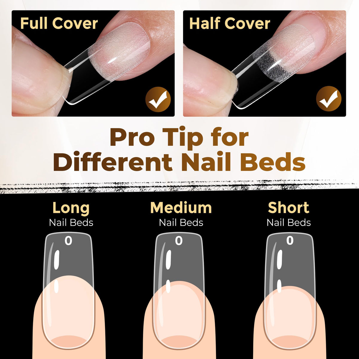 UNA GELLA tips organized by size, helping precise selection for each nail