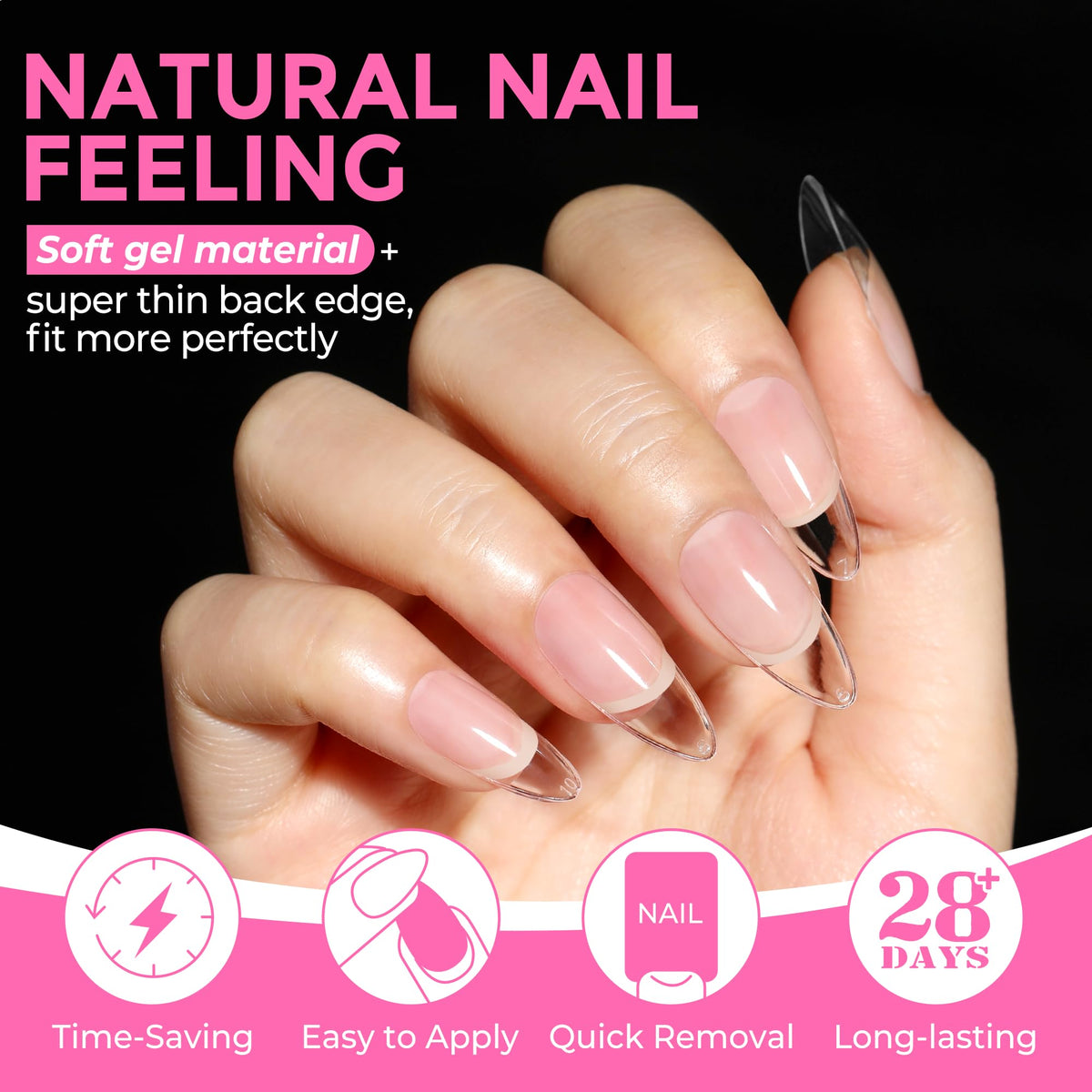 UNA GELLA tips held in hand showing scale and easy application