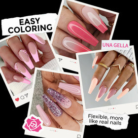 UNA GELLA tips being pressed on nails demonstrating comfortable, secure fit