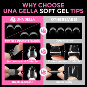 UNA GELLA demonstration of trimming and filing a gel tip to customize shape and length safely