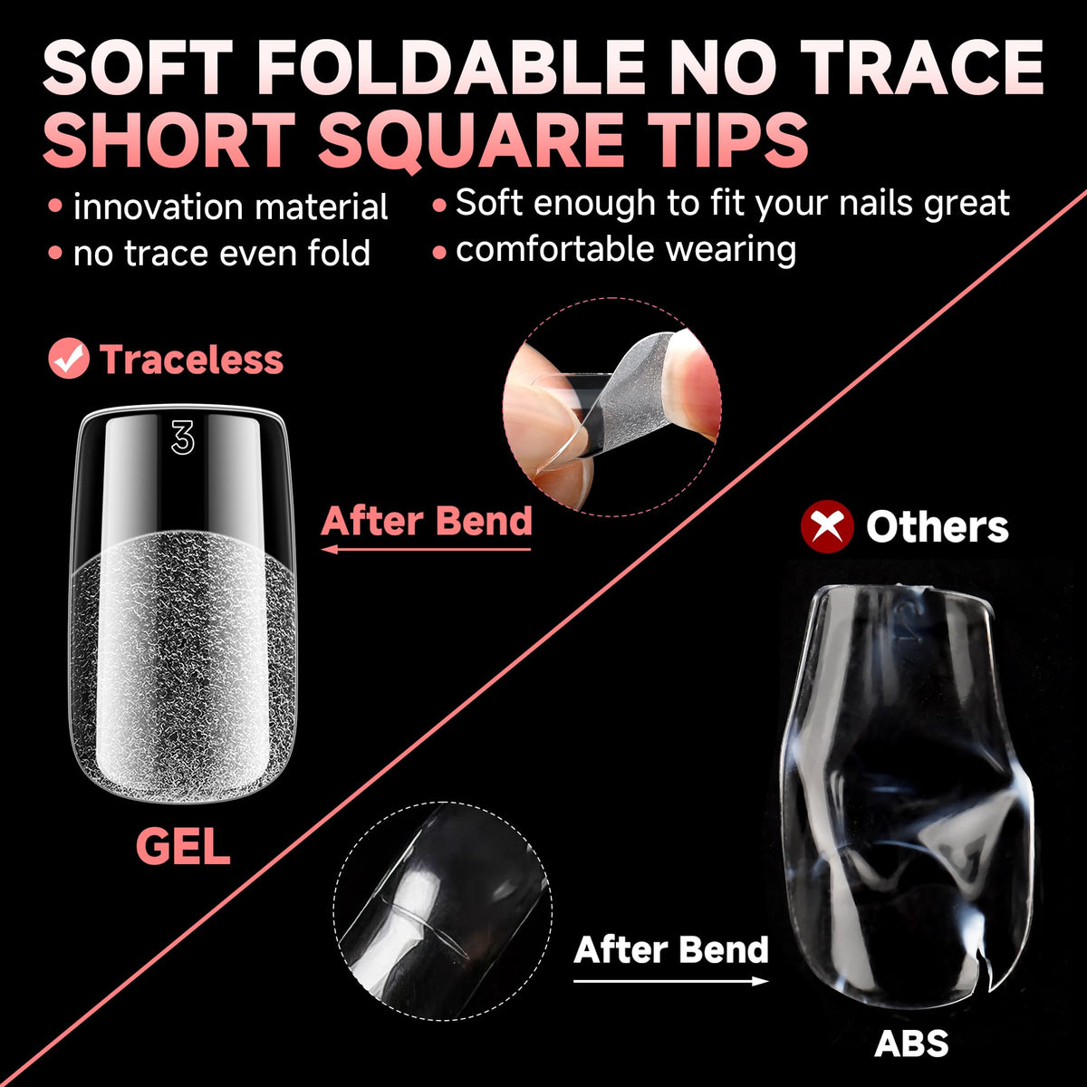 UNA GELLA trimmed and shaped tip with flat polish demonstrating smooth finish
