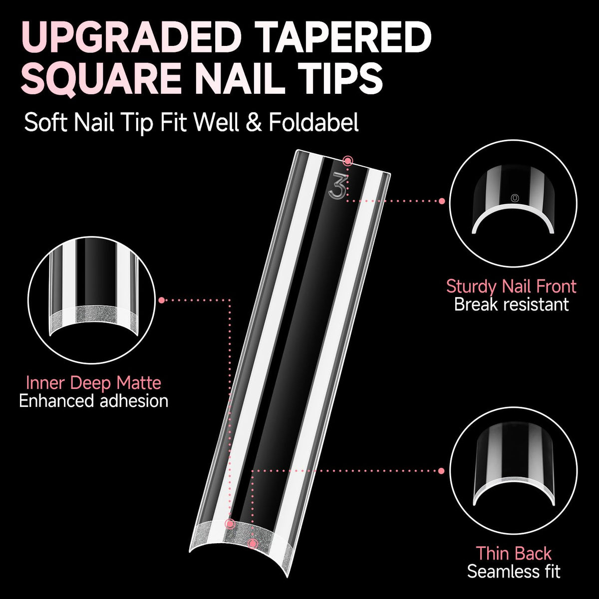 UNA GELLA half-cover XXL tip applied on a nail to show seamless look