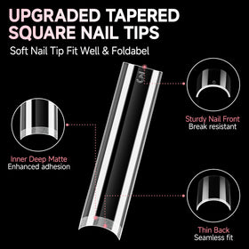 UNA GELLA half-cover XXL tip applied on a nail to show seamless look