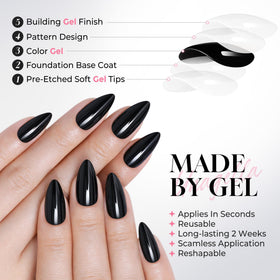 UNA GELLA nails with glue application showing easy DIY press-on adhesion process