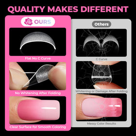 UNA GELLA tips applied on a model for everyday wear demonstrating natural finished look