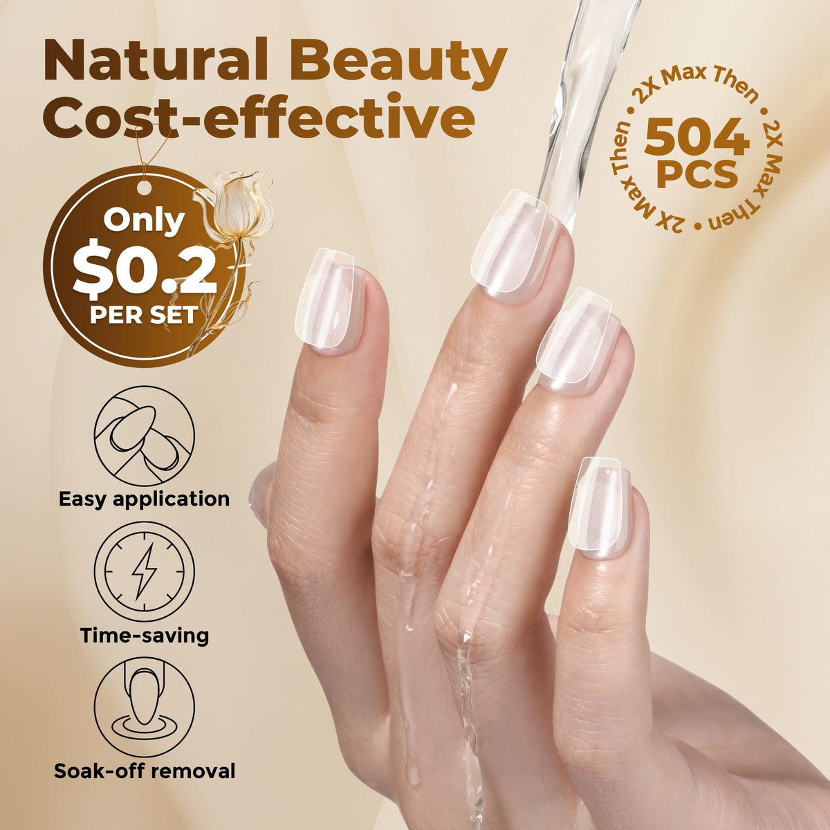 UNA GELLA hand applying press-on tip demonstrating easy use