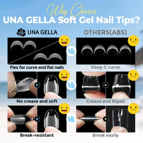 UNA GELLA in-use application showing easy press-on fit and time-saving benefit