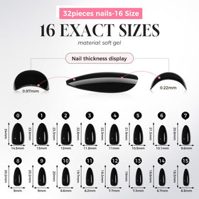 UNA GELLA packaging and contents image showing 32-piece kit and included sizes