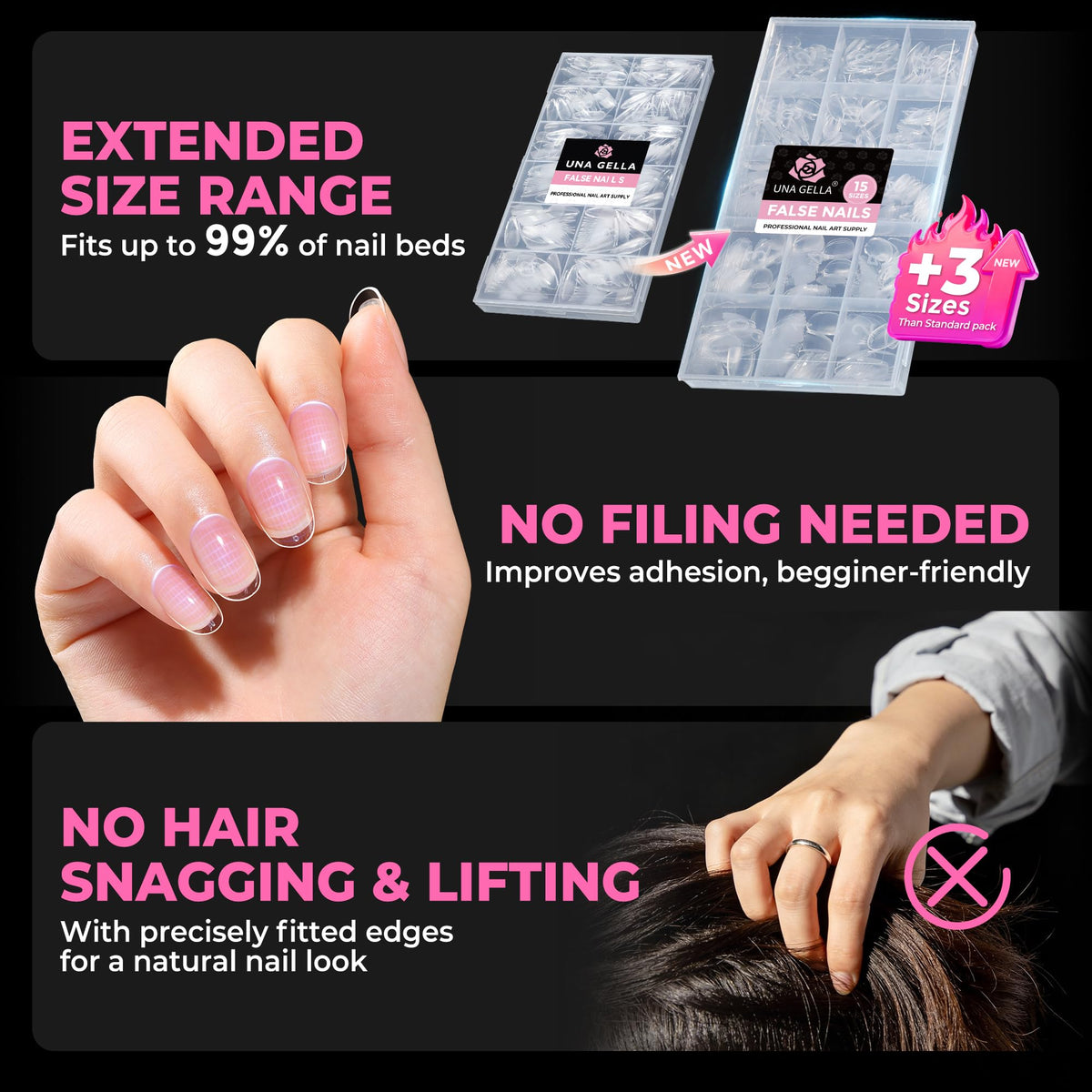 UNA GELLA soft gel tip bending to show flexibility and break resistance