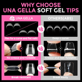 UNA GELLA trimmed and painted tips showing finished manicure look