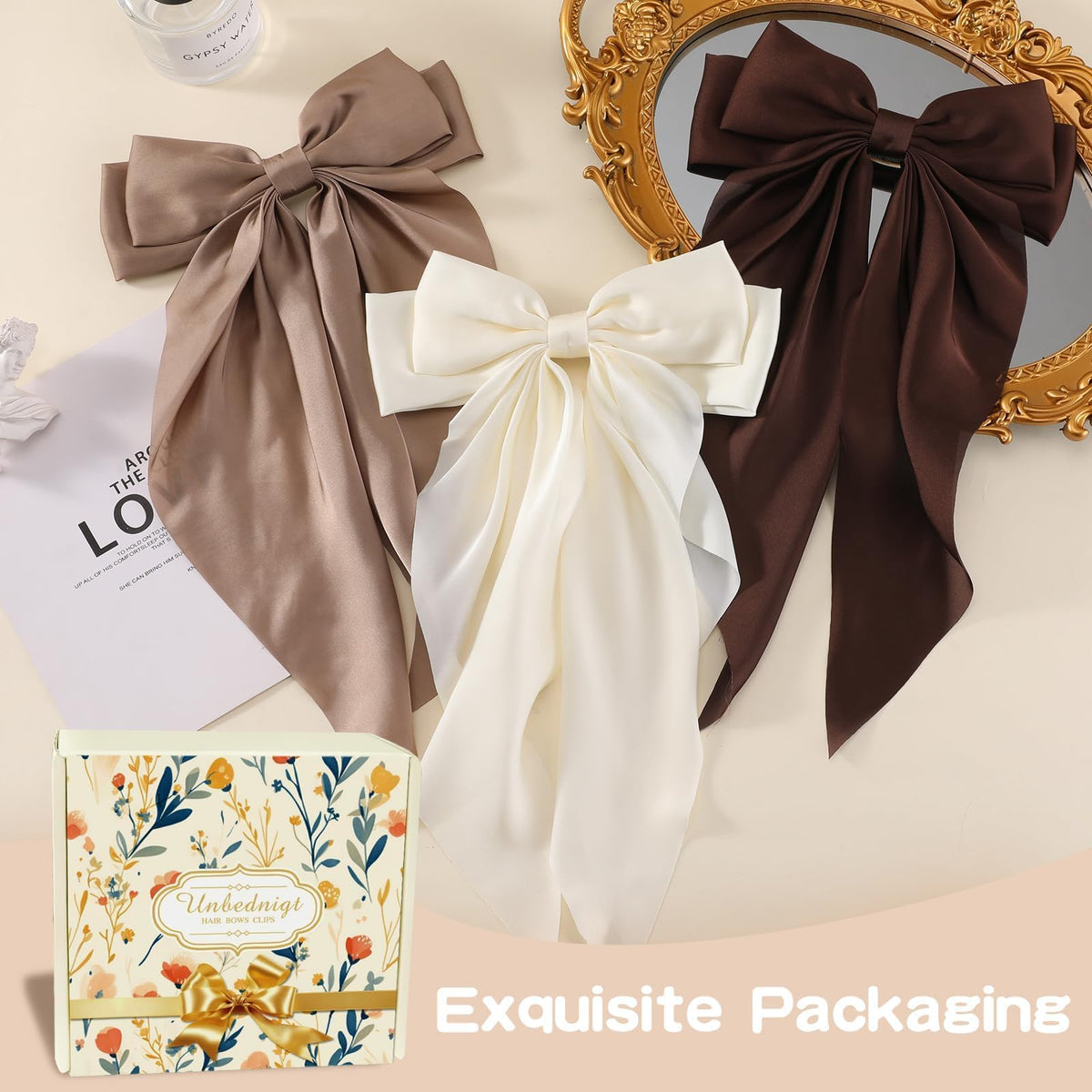 Unbednigt bow secured over bun for elegant event-ready styling