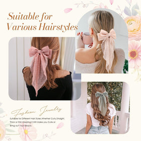 Unbednigt large bow next to hand to show scale and visible volume benefit