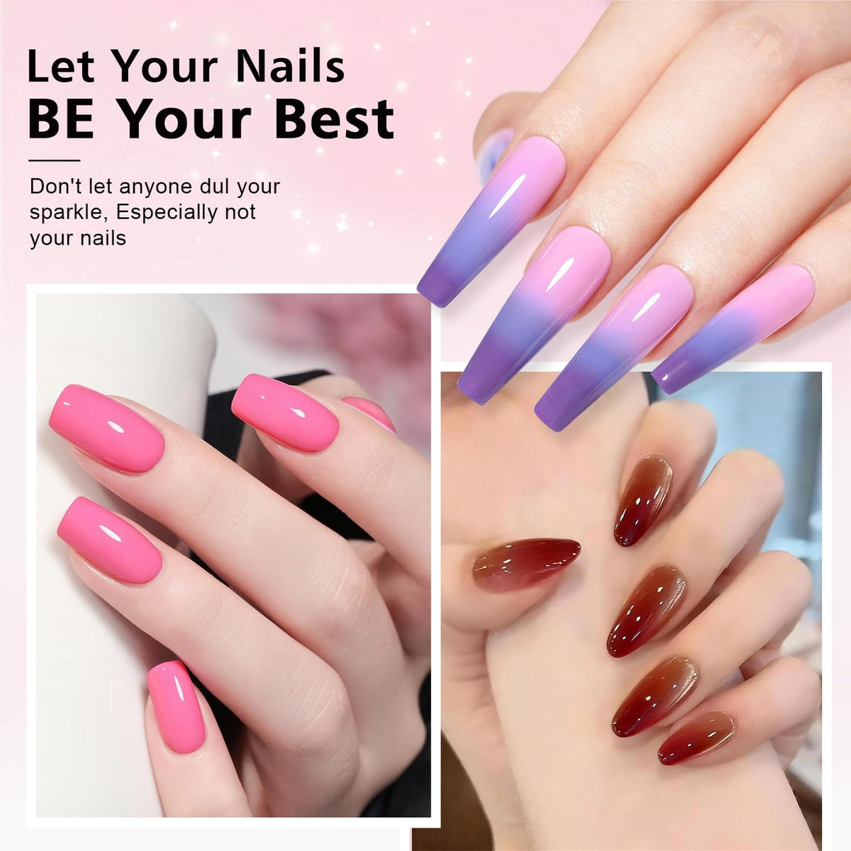 Unbednigt shades swatches on nail wheels illustrating color comparisons