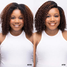 Uncle Funky's Daughter drying curls with diffuser for reduced frizz
