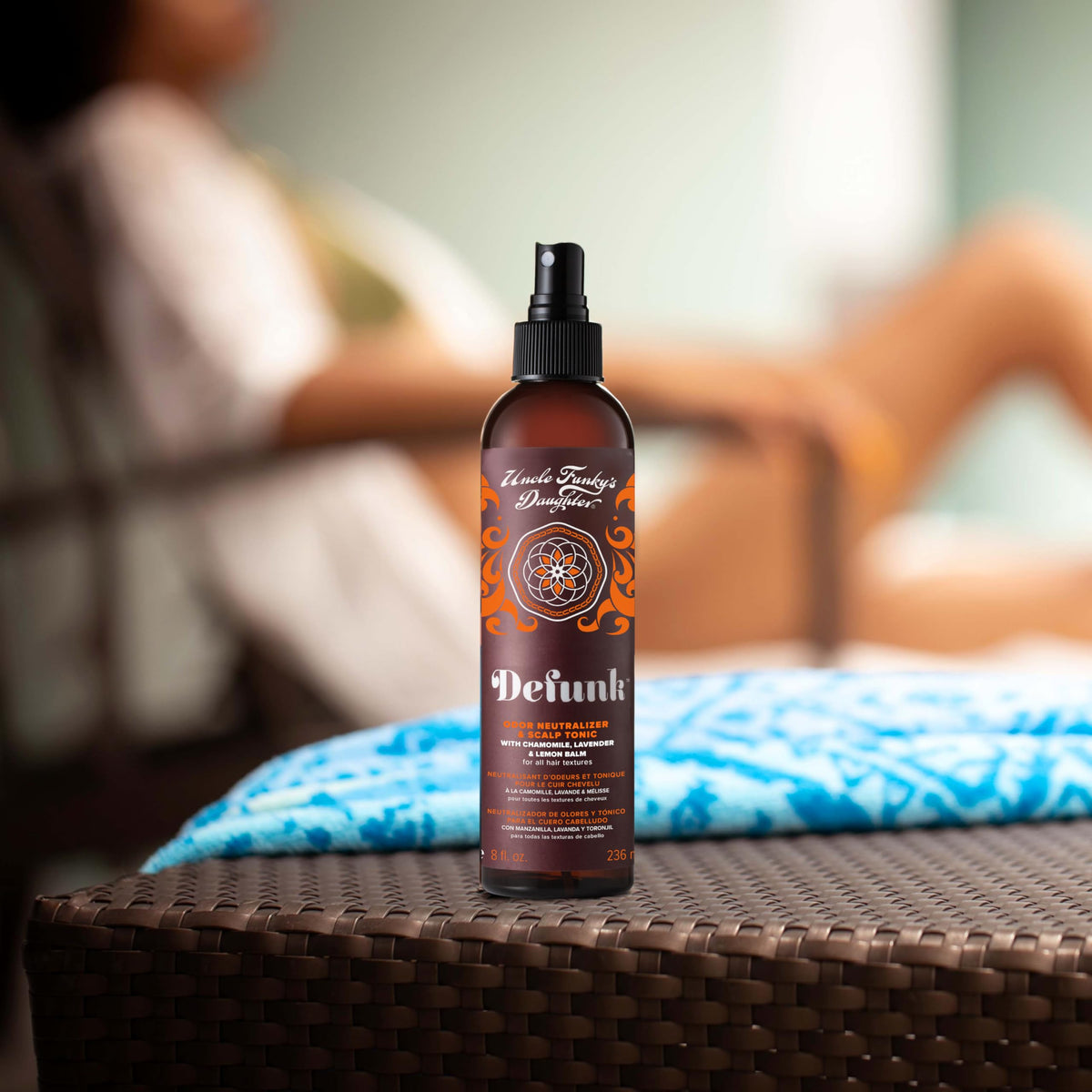 Uncle Funky's Daughter scalp application targeting dry, itchy areas for soothing refreshment