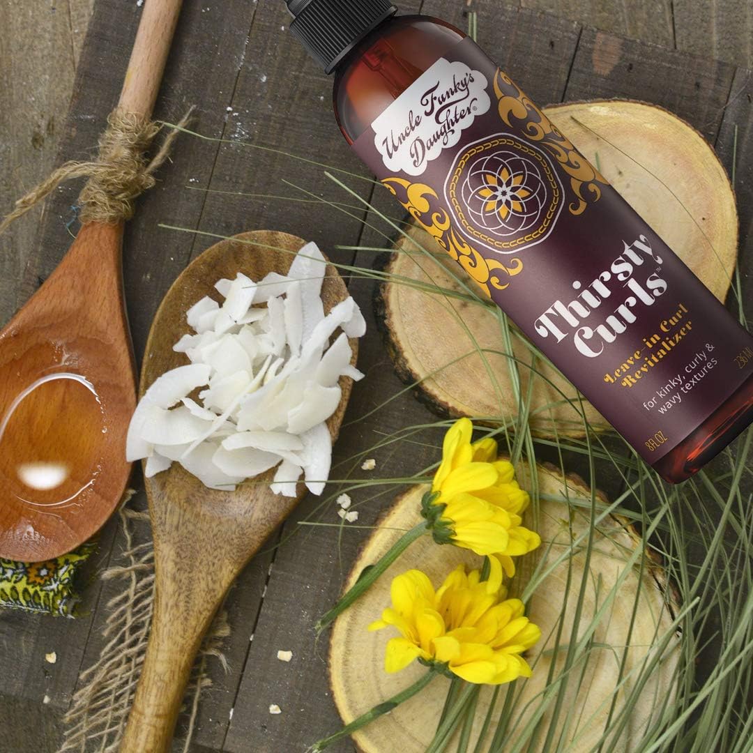 Uncle Funky's Daughter product label showing nettle and chamomile callouts for soothing nourishment