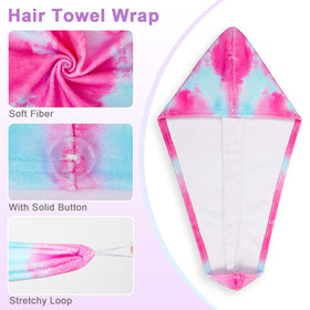 Unicorn Castle purple wrap on long hair showing coverage and size fit