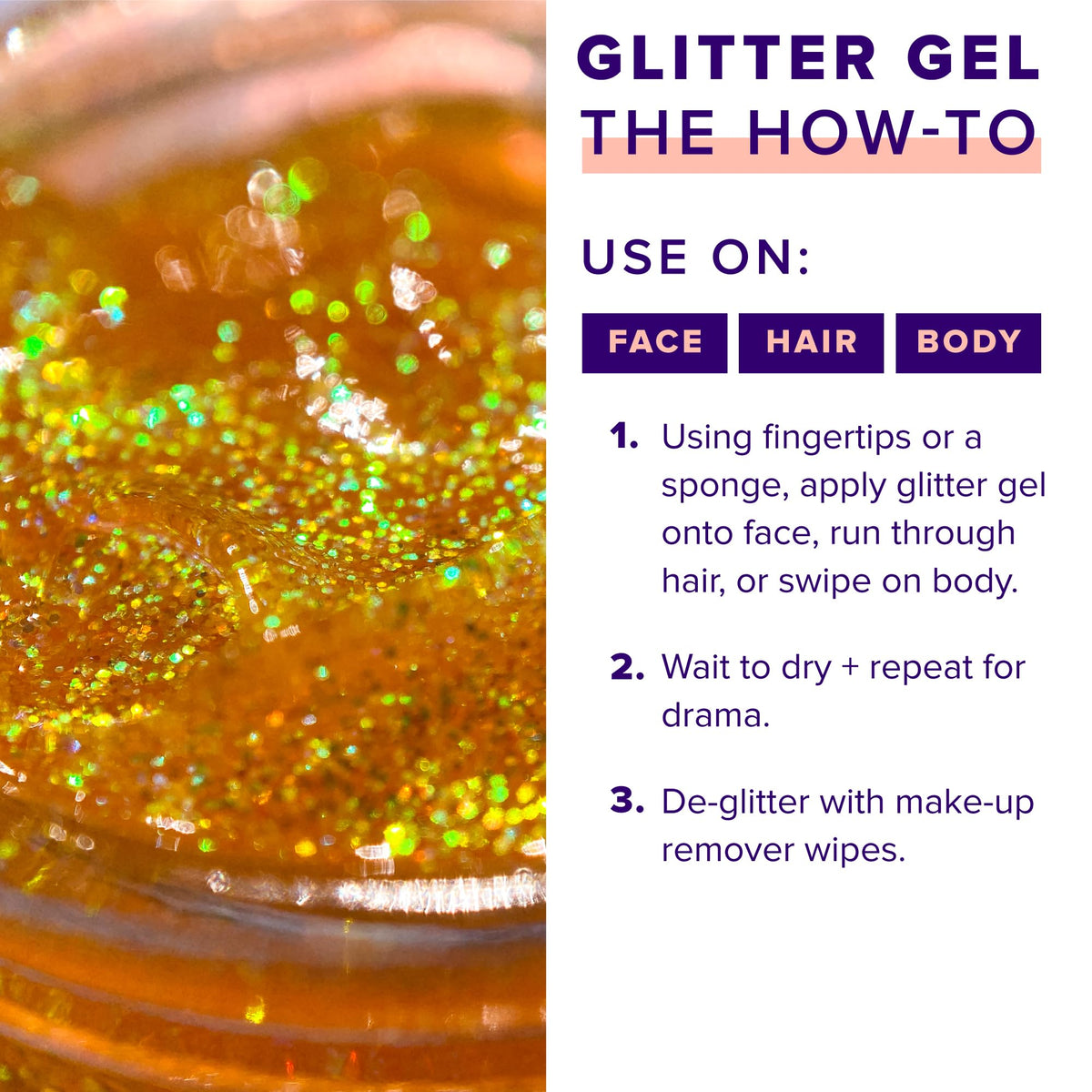 UNICORN SNOT glitter brushed into hair showing long-lasting festival-ready shine