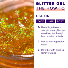 UNICORN SNOT glitter brushed into hair showing long-lasting festival-ready shine