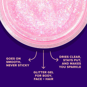 UNICORN SNOT flamingo applied on cheekbone highlighting shimmer and photo-ready glow