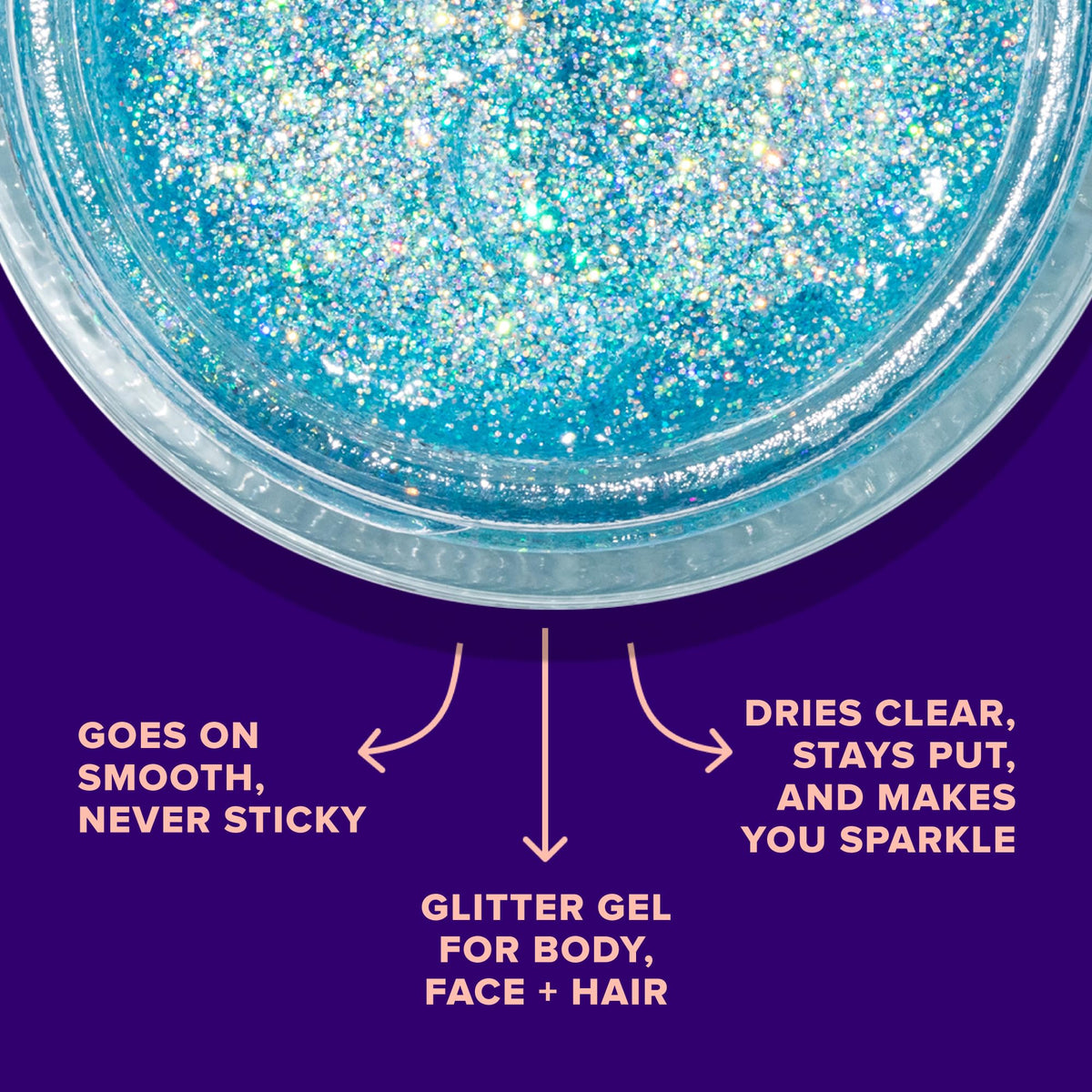 Unicorn Snot Sky swatch on arm demonstrating vibrant blue sparkle and long-lasting shine