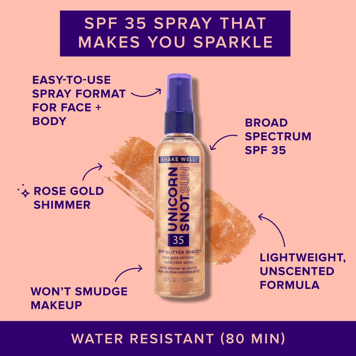 Unicorn Snot spray in hand demonstrating easy, even application for on-the-go use