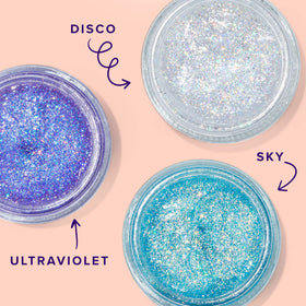 UNICORN SNOT gel texture close-up revealing holographic glitter sparkle and blendability